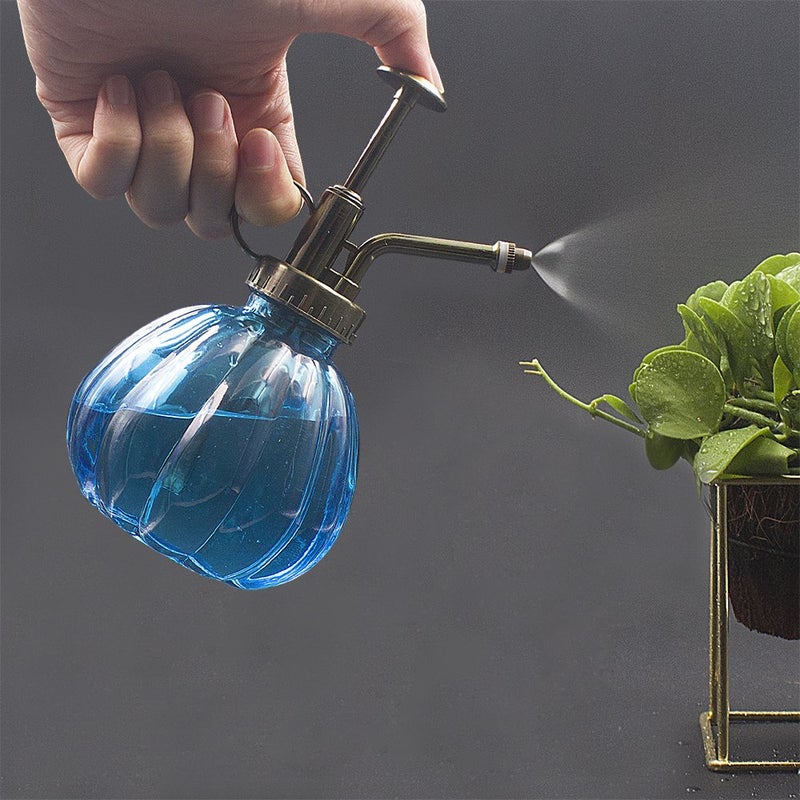 Ebristar Plant Mister, 6.5" Tall Vintage Style Decorative Glass Water Spray Bottle with Top Pump Small Watering Can (Blue) - Image 5